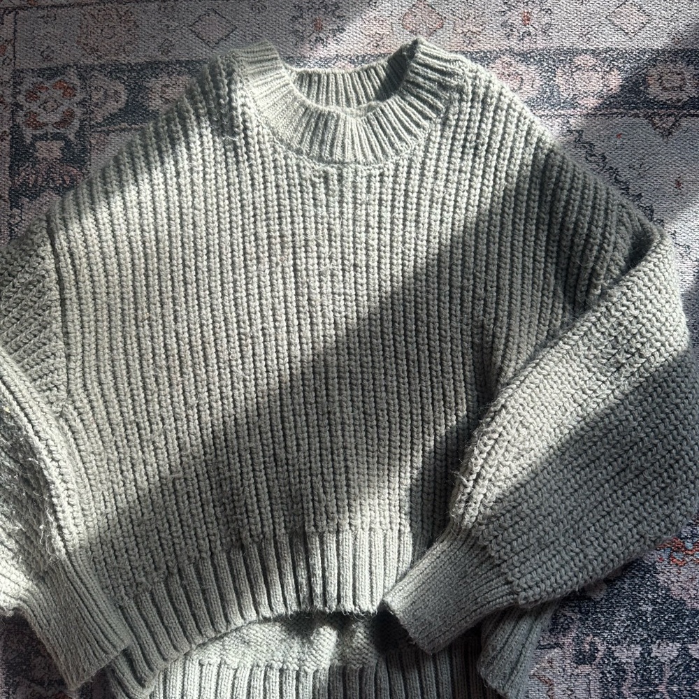 Cozy Knit Oversized Sweater - Sage Green